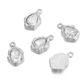 Fünfteilige silberne Tropfenanhänger mit facettierten Kristallen für DIY-Schmuckherstellung - Wassertropfen-Stil / 1 Stück / Silber + Weißer Zirkonia