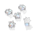 Herzanhänger Set mit schillerndem Stein und silbernen Sternen für DIY-Schmuckherstellung - Stern Mond Herz Stil / 1 Stück / Silber + Weißer Zirkonia