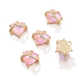 Rosa Herzanhänger mit Goldlegierungsrahmen und Sternkristall für DIY-Schmuck - Stern Mond Herz Stil / 1 Stück / Gold + Rosa Strass