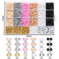 DIY jewelry making kit with 24 compartments containing clay beads and gold spacers - Black & White Series