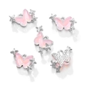 Rosa Harz Schmetterling Anhänger mit Sternakzenten und Silbermetallrahmen für DIY Schmuck - Schmetterling Design / 1 Stück / Silber + Rosa