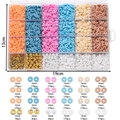 Macro view of 24-grid DIY jewelry kit with 6mm polymer clay beads and golden spacers - Pastel Colors