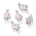Silberfarbener Schmetterlingsanhänger mit perlmuttfarbenem Inlay und Sternchen - Schmetterling Design / 1 Stück / Silber & Weiß
