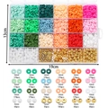 Caja de 24 compartimentos para joyería DIY con cuentas de arcilla de 6mm y perlas falsas - Rojo Y Verde