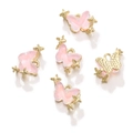 Rosa Schmetterlingsanhänger mit goldenen Sternen für DIY-Halsketten und Armbänder - Schmetterling Design / 1 Stück / Gold + Rosa
