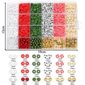 Caja de 24 compartimentos con cuentas heishi de arcilla de 6mm y espaciadores metálicos DIY - Estilo de Navidad