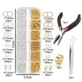 DIY jewelry making kit featuring lobster clasps and jump rings with essential hand tools - 1 Set / Gold Silver With Pliers Tools About 185g