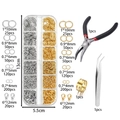 Detail of jewelry DIY kit with lobster clasps, jump rings and essential hand tools - 1 Set / Gold White K With Bent Pliers Tools About 185g