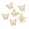 Set mit 6 goldenen Schmetterlingsanhängern mit schimmernden Flügeln und Strasssteinen - Point Drill Butterfly Style / 1 Stück / Gold+Weiß