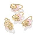Golden star and pink moon charms for DIY jewelry making in a set of four pieces - 1 Piece / Moon Style 1-Gold Pink Rhinestone