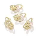 Golden star and moon alloy charms set with white opal inlay and double ring design - 1 Piece / Moon Style 1-Gold White Rhinestone