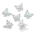 6er-Set Schmetterlingsanhänger mit irisierenden Flügeln und Kristallen für DIY-Schmuckherstellung - Point Drill Butterfly Style / 1 Stück / Silber & Grün