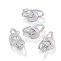 Silver alloy crescent moon and star pendant with iridescent pink finish for DIY jewelry - 1 Piece / Moon Style 1-Silver Blue Rhinestone