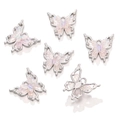 Silberner Schmetterlingsanhänger mit irisierendem Harz und Strasssteinen für DIY-Schmuck - Point Drill Butterfly Style / 1 Stück / Silber + Rosa