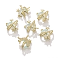 Set of 6 gold star and moon charms with blue synthetic opal for DIY jewelry making - 1 Piece / Moon Style 2-Gold Blue Rhinestone