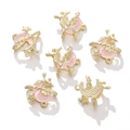 Set of 6 gold alloy moon and star charms with pink resin for DIY jewelry making - 1 Piece / Moon Style 2-Gold Pink Rhinestone