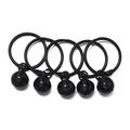 Set of 5 matte black metal binder rings with matching 14mm bells for DIY keychains - 5 Pieces / Black