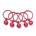Five rose pink metal binder rings with matching bells on a clean white background - 5 Pieces / Light Rose Red