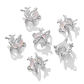 Silver-plated moon and star charms with crystal accents for DIY jewelry making - 1 Piece / Moon Style 2-Silver White Rhinestone