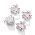 Set of four star-shaped pink resin charms with silver finish for DIY jewelry making - 1 Piece / Star Style 2-Silver Pink Rhinestone