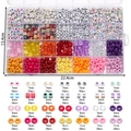 DIY colorful bead set with 24 compartments including letter and heart beads in storage box - 28-Compartment Large Hole & Letter Bead Set / Red Purple Series