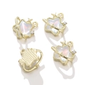 Golden alloy star pendants with white opal-like inlay and sparkling rhinestone accents - 1 Piece / Star Style 2-Gold Blue Rhinestone