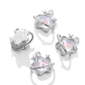 Silver star and planet charms with pearlescent finish and small rhinestone accents - 1 Piece / Star Style 2-Silver Blue Rhinestone