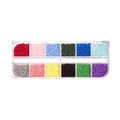 Dettaglio della scatola a 12 scomparti con perline di vetro colorate da 2mm per hobby DIY - 2mm (Circa 140 Pezzi Per Griglia) / Stile 04 (Set di Perline in Vetro 12 Griglie)