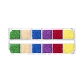 Vista dall'alto di scatola a 12 scomparti con perline colorate 2mm per gioielli fai da te - 2mm (Circa 140 Pezzi Per Griglia) / Stile 05 (Set di Perline in Vetro 12 Griglie)
