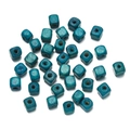 Teal square wooden spacer beads for handmade DIY jewelry and bracelet making - 100 Pieces/Pack (6*6.5mm/2mm Hole) / Lake Blue