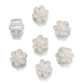 Pink enamel daisy charms and silver spacer beads for DIY bracelet jewelry crafting - 2 Pieces/Pack / Six Petal Flower Bead