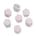 Set di sette perline a forma di fiore di pruno in smalto rosa e lega per gioielli DIY - Stile Foro Passante Fiore di Pesco (AC3719) / Confezione da 2 (7*7.5mm) / fior di pesco