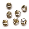 Detail of silver and gold plated alloy barrel beads with traditional cloud relief patterns - 1pc/pack / Style 07 (Mythical Creature Bead)