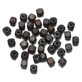 Square dark coffee wooden cube beads with center hole for DIY jewelry making - 100 Pieces/Pack (6*6.5mm/2mm Hole) / Brown