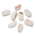 Detailed view of polished natural shell charms with pink stripes for DIY jewelry making - Perforated Bean Shell Style 16 / 10pcs/Pack
