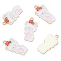 Macro detail of five alloy bear charms with red rose and colorful enamel for DIY crafts - Rose Bear (AC3436)