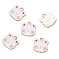 Macro shot of 5 alloy enamel bear pendants showing front details and gold textured back - Little Bear (AC3436)