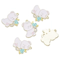 Detail of five lavender purple cartoon bear charms with polished golden mesh texture back - Rhinestone Bear (AC3436)