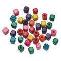 Colorful cube wooden beads for DIY jewelry and handmade crafts in various vibrant shades - 100 Pieces/Pack (6*6.5mm/2mm Hole) / Random Mixed Colors