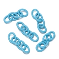 Macro detail of sky blue four-link metal chains with a matte finish for DIY accessory making - 20 Strips/Pack (Single approx 1.5*7*9mm) / Blue