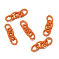 Detail shot of bright orange coated metal 4-link chains for DIY jewelry making - 20 Strips/Pack (Single approx 1.5*7*9mm) / Orange