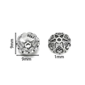 925 Sterlingsilber 9mm hohle Blumen-Perlenkappen mit S925-Stempel für DIY-Schmuckherstellung - Thai Silber Stil 24 (ca. 2,5g) / 2 Stück