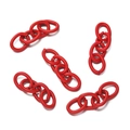 Macro detail of red matte painted four-link metal chains for DIY jewelry making - 20 Strips/Pack (Single approx 1.5*7*9mm) / Red