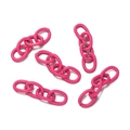 Detail view of five pink matte painted 4-link metal chains for DIY jewelry making - 20 Strips/Pack (Single approx 1.5*7*9mm) / Rose Red