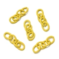 Close-up of bright yellow lacquered metal chain links for DIY jewelry making and crafts - 20 Strips/Pack (Single approx 1.5*7*9mm) / Yellow