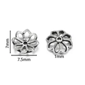 7,5mm Perlenkappe aus 925er Sterlingsilber mit hohlem Blattmuster für DIY-Schmuckherstellung - Thai Silber Stil 27 (ca. 2g) / 2 Stück