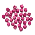 Vibrant rose red square wooden beads for DIY handmade jewelry and bracelet crafts - 100 Pieces/Pack (6*6.5mm/2mm Hole) / Rose Red