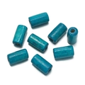 Perles cylindriques en bois bleu avec grain naturel pour création de bijoux DIY - 100 Pièces/Paquet (6x12mm, Trou 2.3mm) / Bleu lac