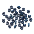 Flat round dark blue wooden beads with natural texture for DIY jewelry making - 500 Pcs/Pack (3.5x6.5mm/Hole 2mm) / Dark Blue
