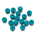 Perles en bois rondes bleu cyan avec trou central pour la création de bijoux DIY - 50 Pièces/Paquet (10mm/Trou 2.5mm) / Bleu lac